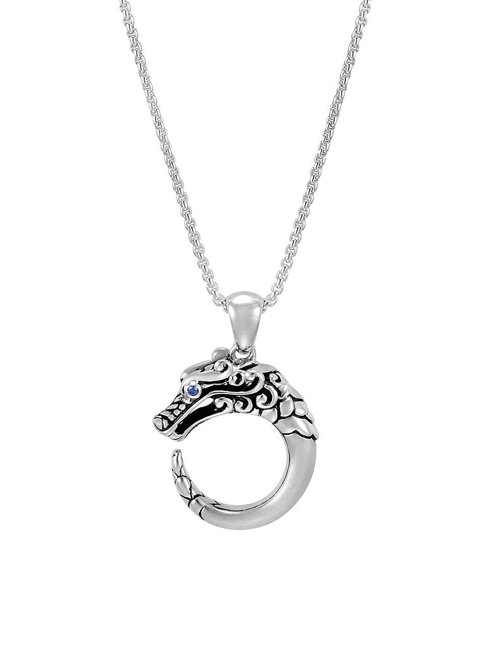 John Hardy Sterling Silver Legends Naga Blue Sapphire Eyes Adjustable Pendant Necklace, 16-18 Product Image