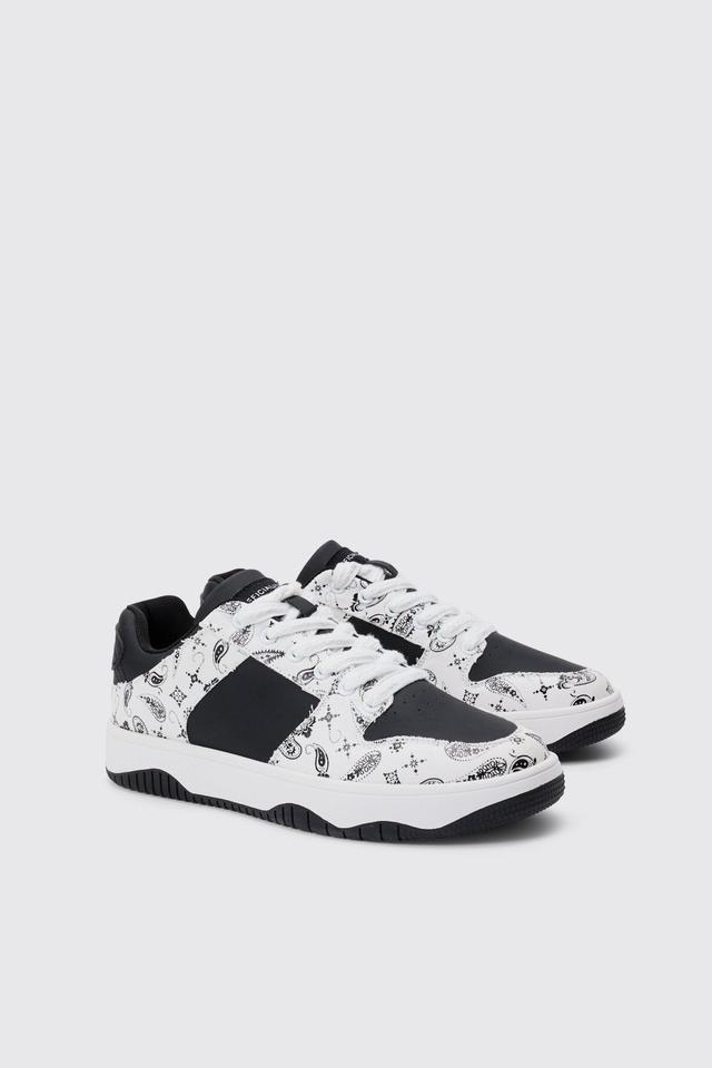 Limited Edition Bandana Print Chunky Trainer In Black | boohooMAN USA Product Image