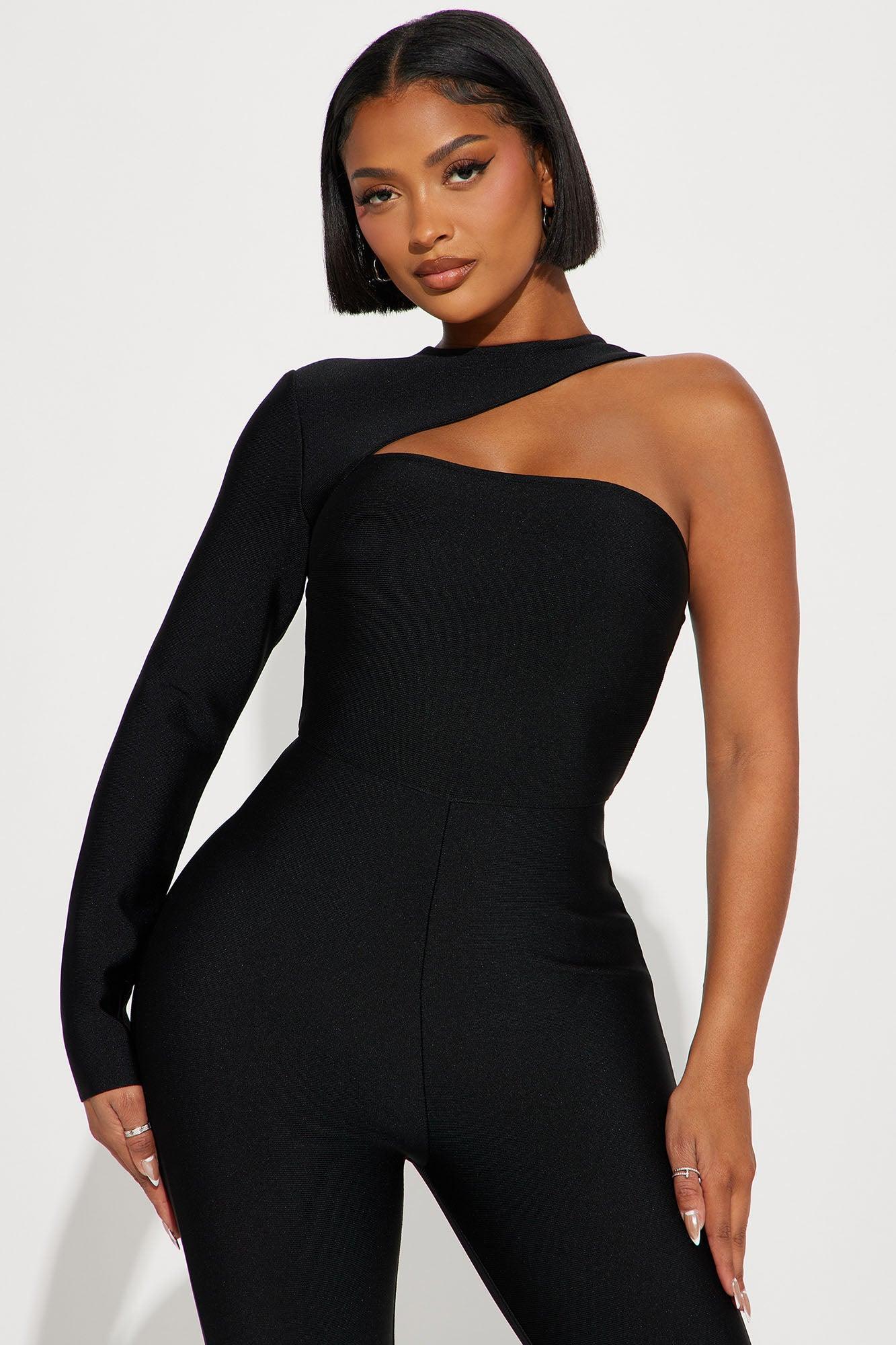 Make It Out Bandage Jumpsuit  - Black Product Image