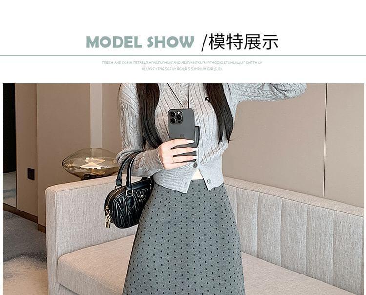 High Waist Dotted Mini A-Line Skirt Product Image