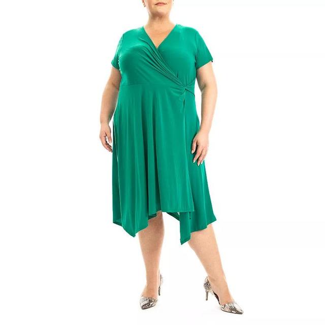 Plus Size Nina Leonard Uneven Hem Dress, Womens Product Image