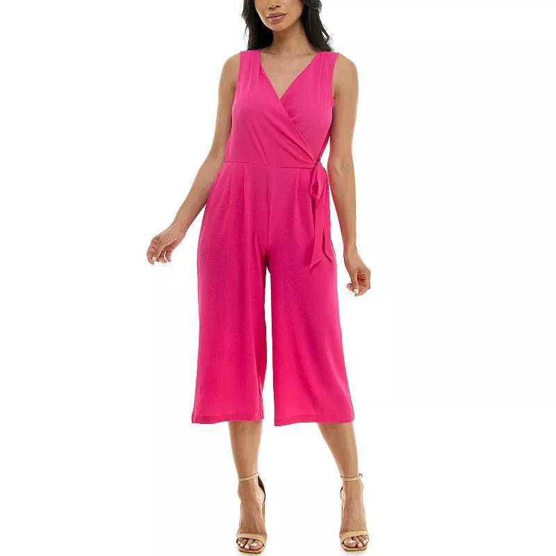 Womens Nina Leonard Jumpsuit with Side Sash Pink Product Image