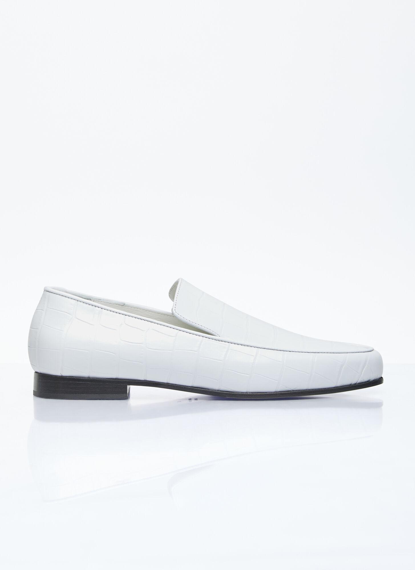 White 'the Croco Oval' Loafers Product Image