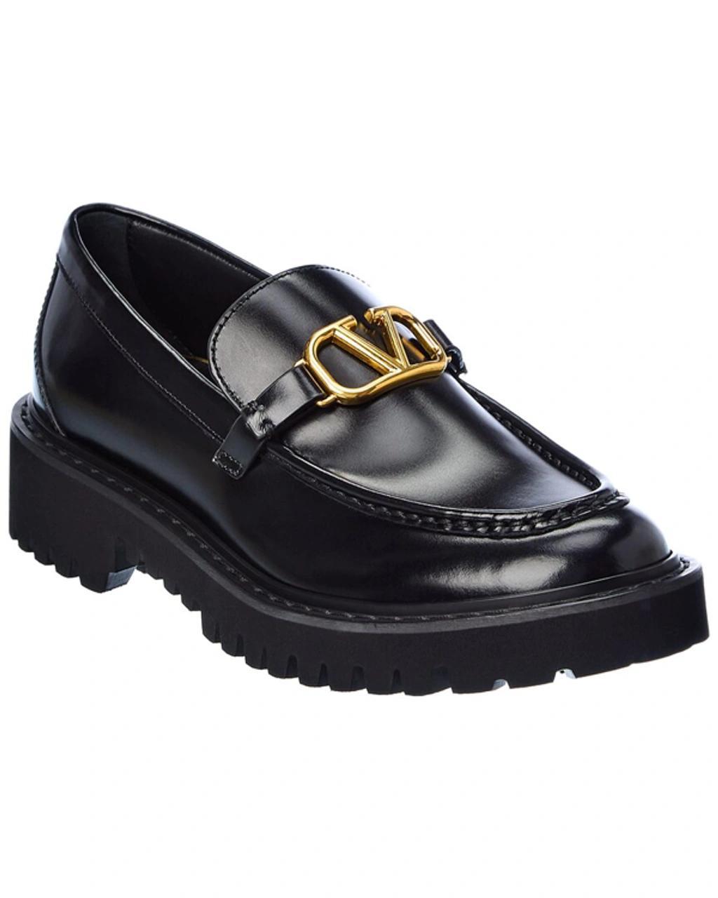 Valentino Vlogo Signature Leather Loafer In Black product image