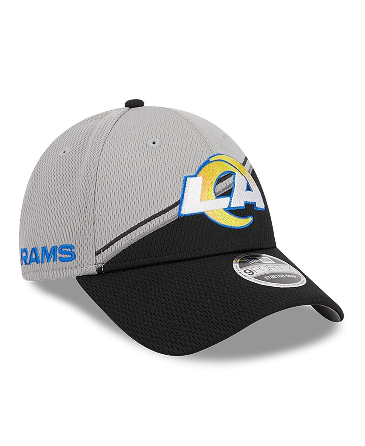 Mens New Era Gray/Black Los Angeles Rams 2023 Sideline 9FORTY Adjustable Hat Product Image