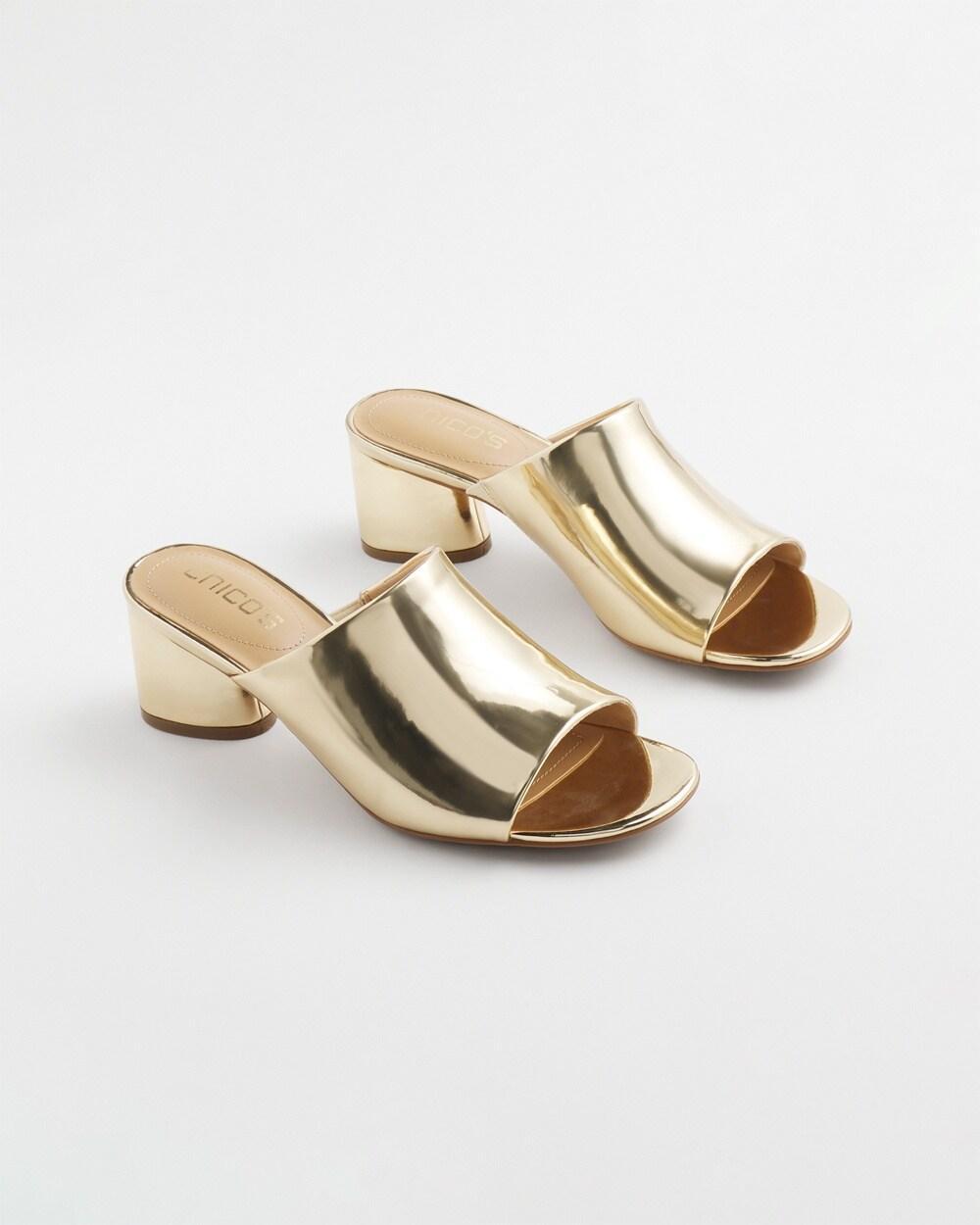 Metallic Faux Leather Mules Product Image