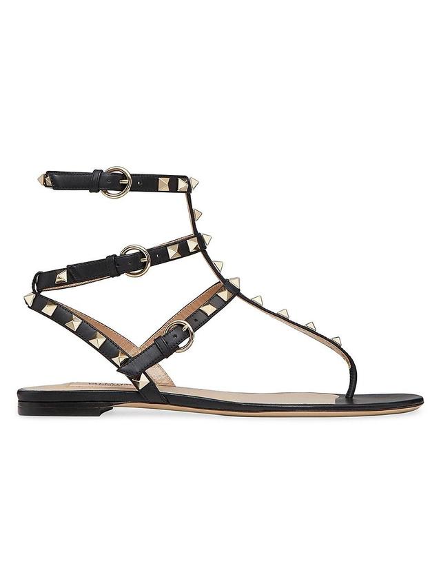 Womens Rockstud Calfskin Flat Flip-Flop Sandals Product Image