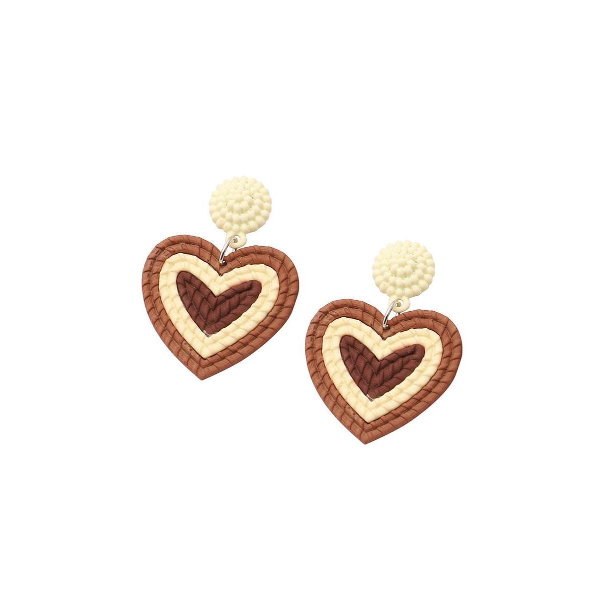 Sohi Womens Gold Block Heart Drop Earrings Product Image