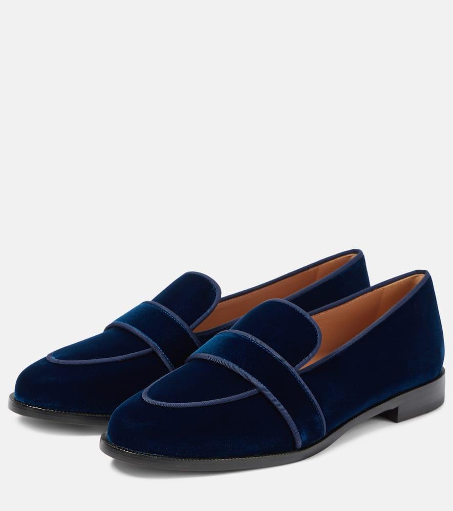 Martin Velvet Loafers In Blue Product Image