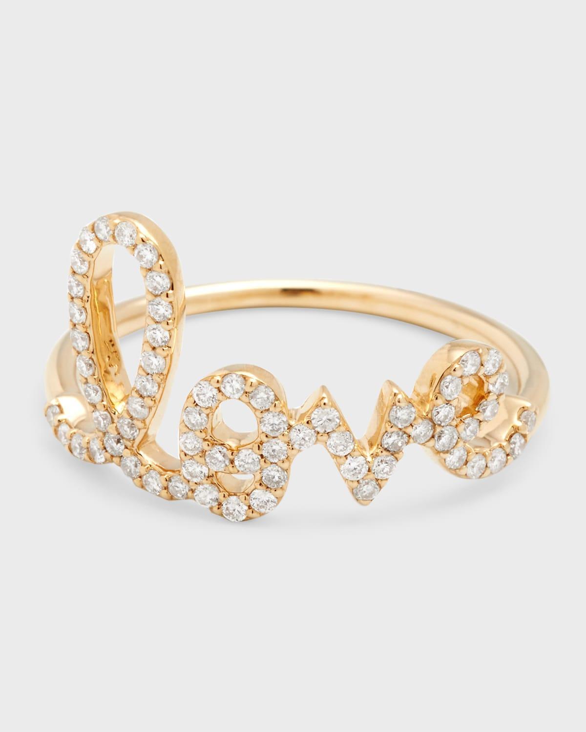 Large Love 14K Gold Ring with Diamonds Product Image