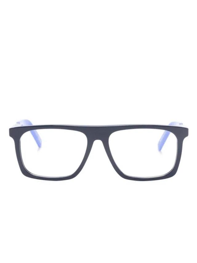 Logo-print Rectangle-frame Glasses In Blue Product Image