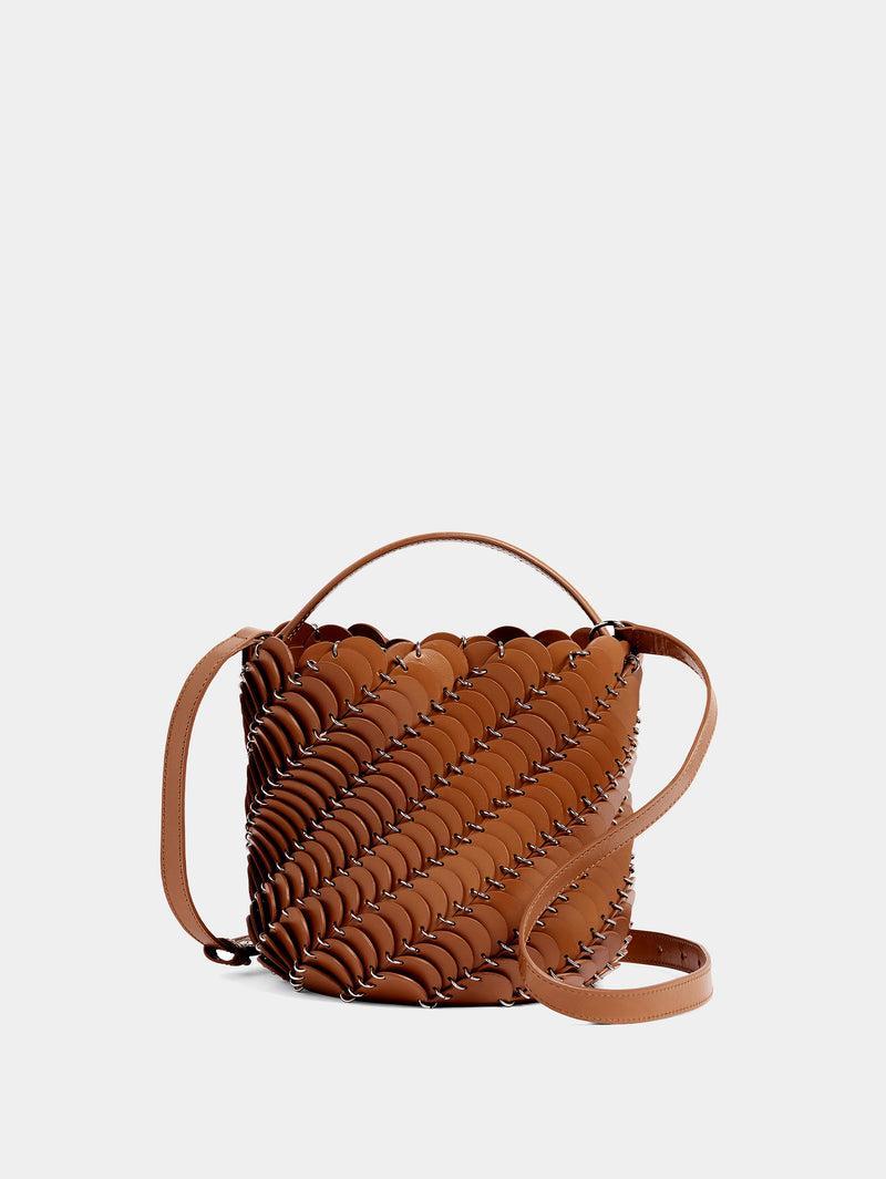 Medium Cognac bucket Paco bag in leather Product Image