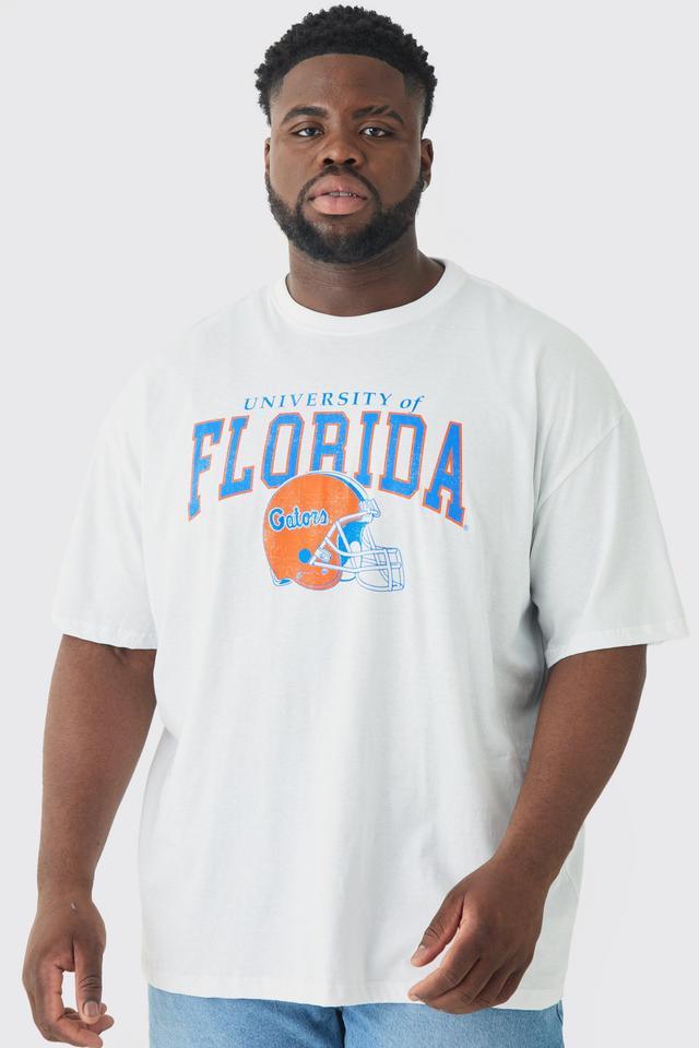 Plus Florida Varsity T-shirt In White | boohooMAN USA Product Image