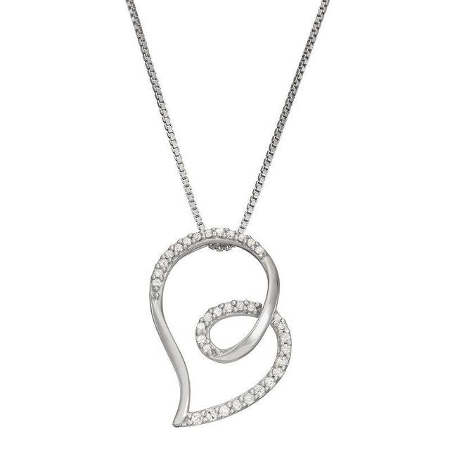 HDI Sterling Silver 1/6 Carat T.W. Diamond Swirl Heart Pendant Necklace, Womens White Product Image