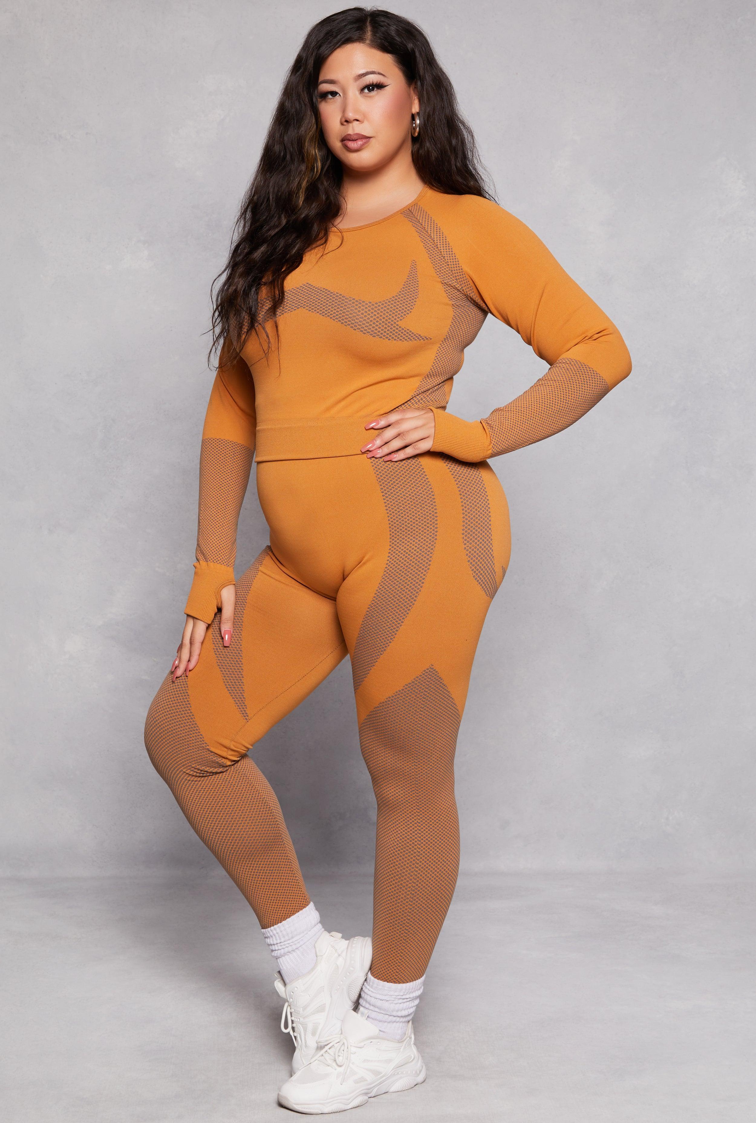 Womens Plus Size Seamless Color Block Active Leggings Product Image