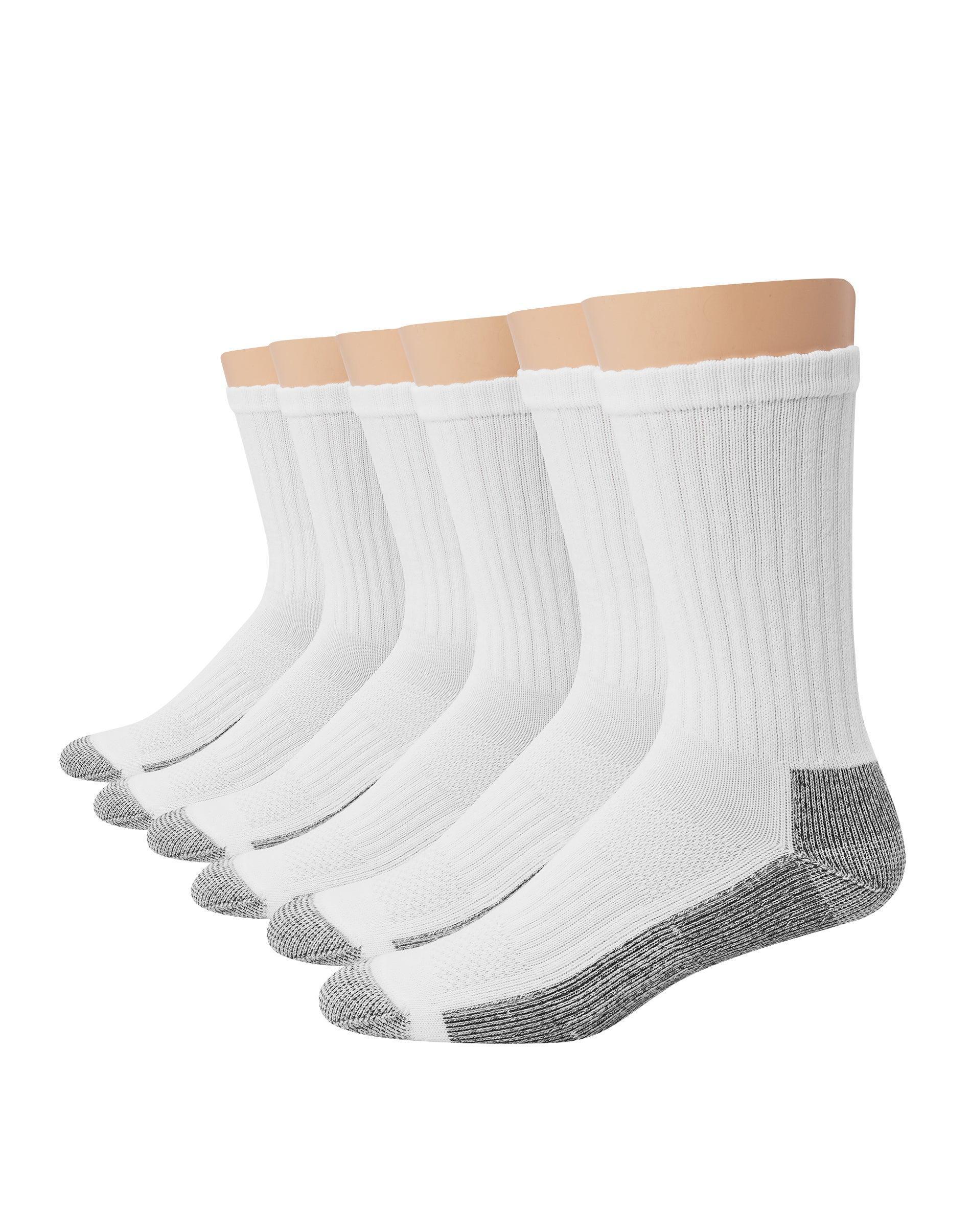 Hanes Mens Work Crew Socks 6-Pack White 6-12 Product Image