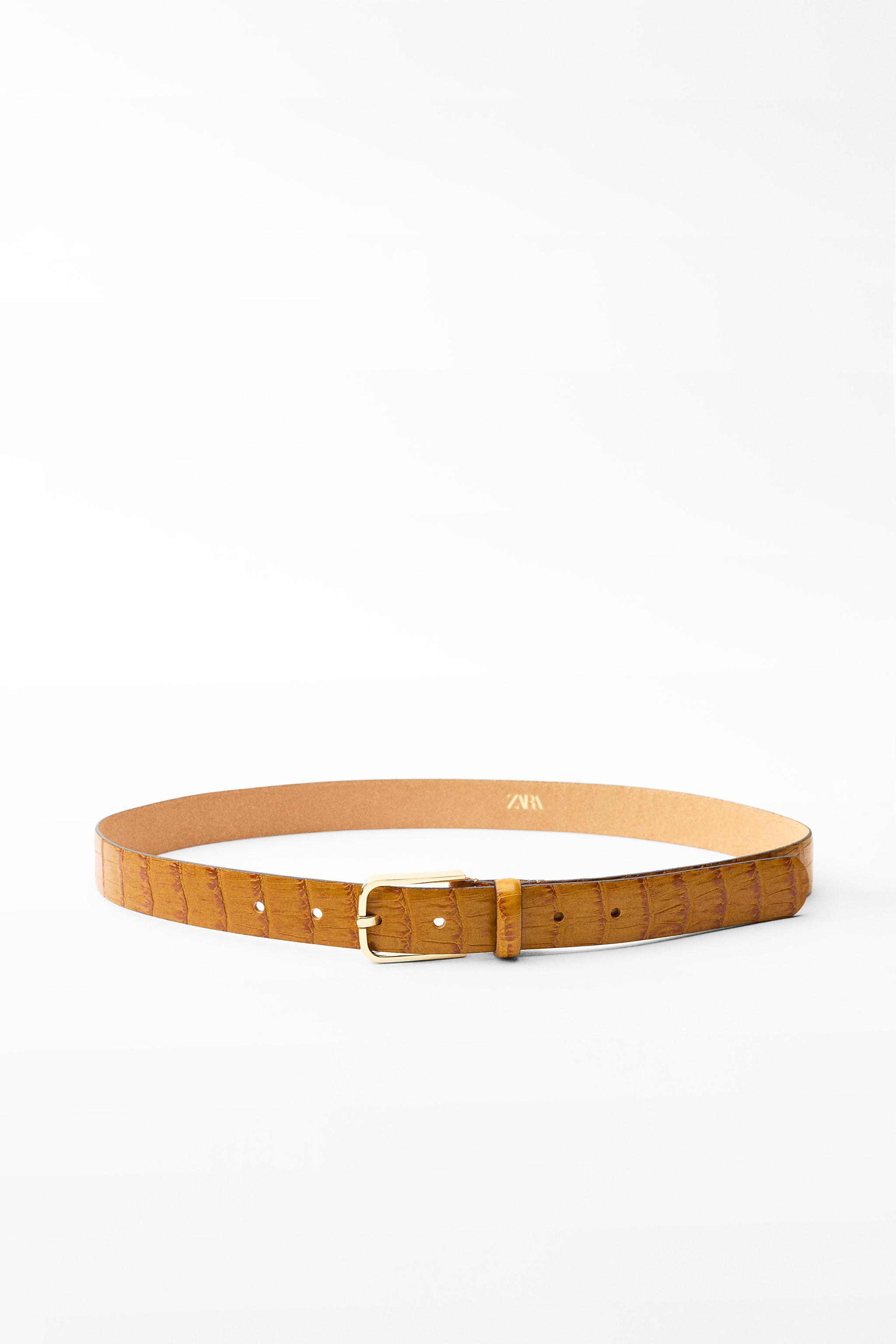 LEATHER BELT WITH SQUARE BUCKLE Product Image