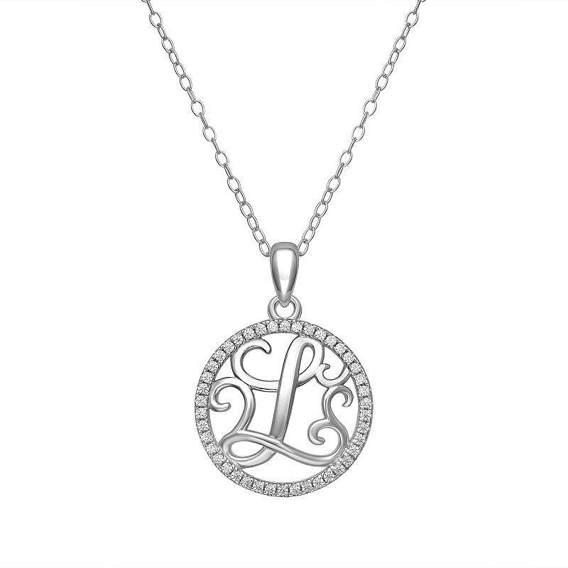 PRIMROSE Sterling Silver Cubic Zirconia Initial Pendant Necklace, Womens Product Image