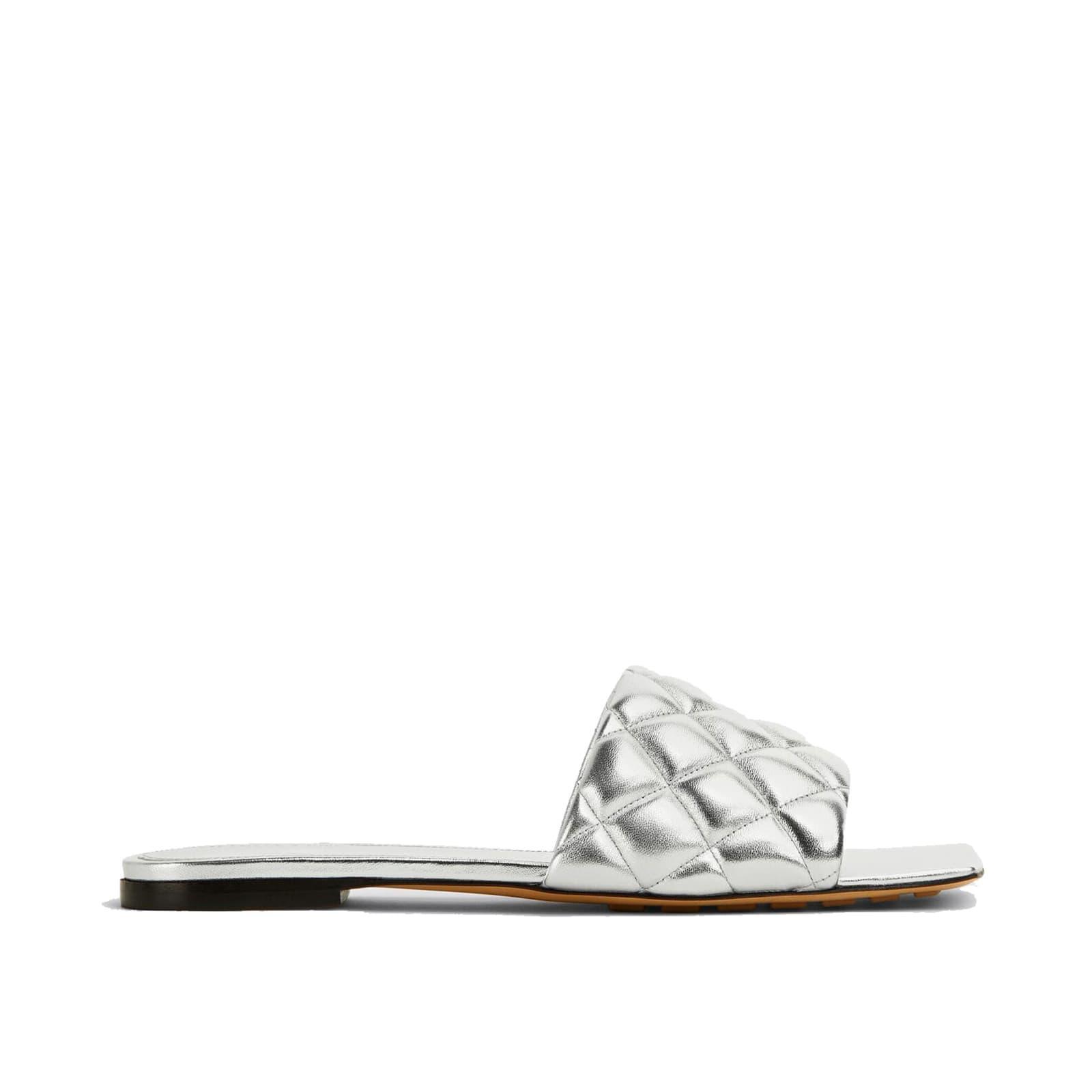 BOTTEGA VENETA Silver Padded Flat Sandals Product Image