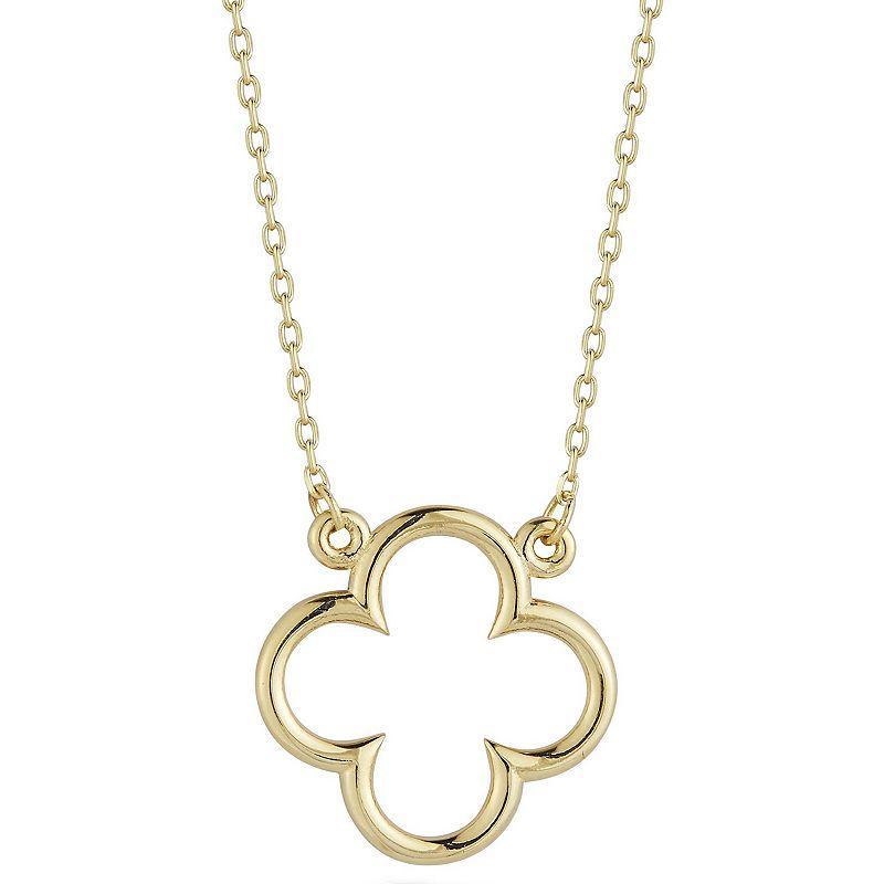 LUMINOR GOLD 14k Gold Open Clover Pendant Necklace, Womens Yellow Product Image