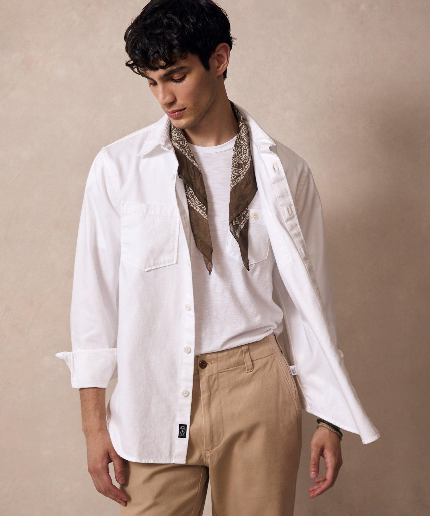 Denim Overshirt in White Product Image