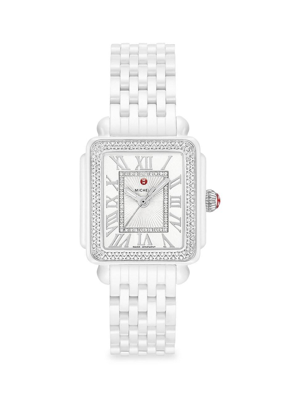 Womens Deco Madison Mid Ceramic & Diamond Bracelet Watch Product Image