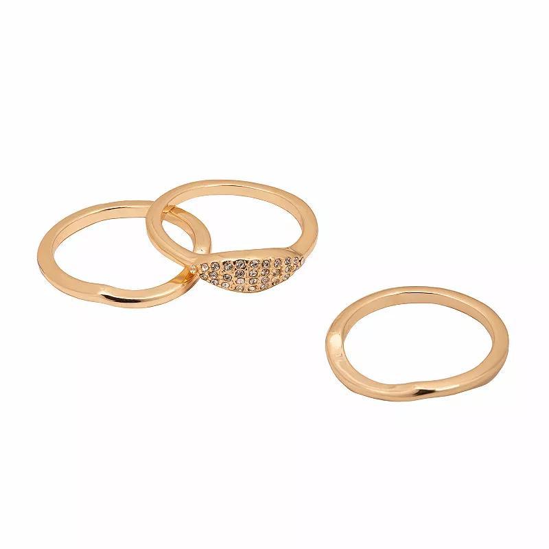 LC Lauren Conrad Gold Tone Stackable Dome Stone Ring Trio Set, Womens Clear Product Image