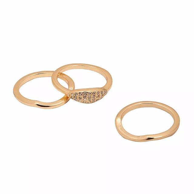 LC Lauren Conrad Gold Tone Stackable Dome Stone Ring Trio Set, Womens Product Image