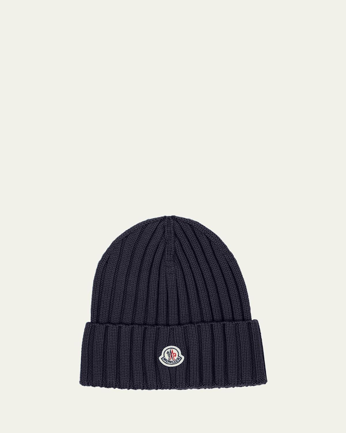 Moncler Logo Patch Cuff Virgin Wool Rib Beanie Product Image