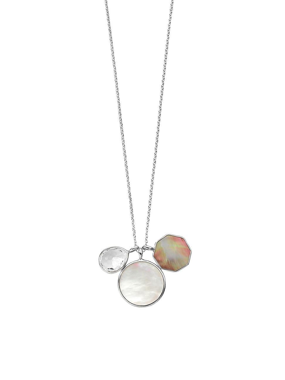 Womens Polished Rock Candy Sterling Silver & Multi-Stone Triple-Pendant Necklace Product Image