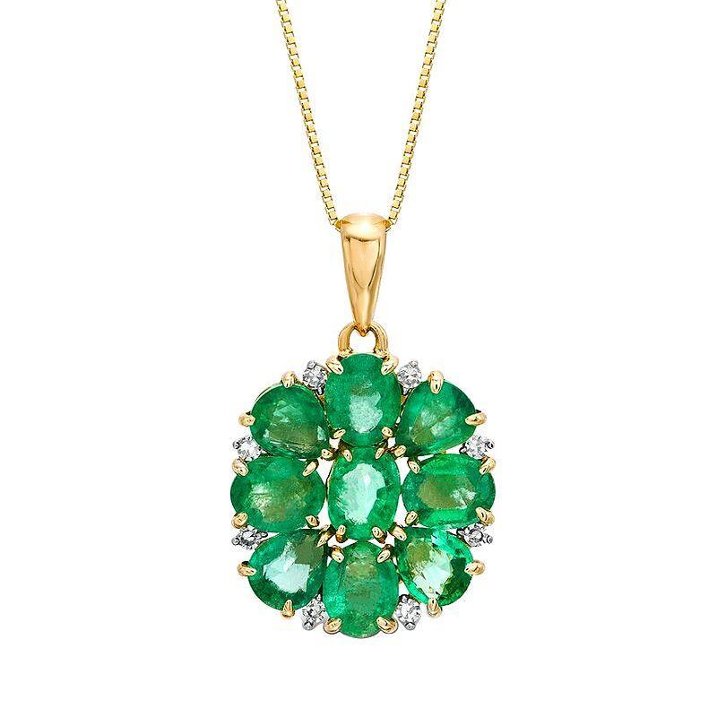 Gemminded 10k Gold Emerald & Diamond Accent Pendant Necklace, Womens Product Image