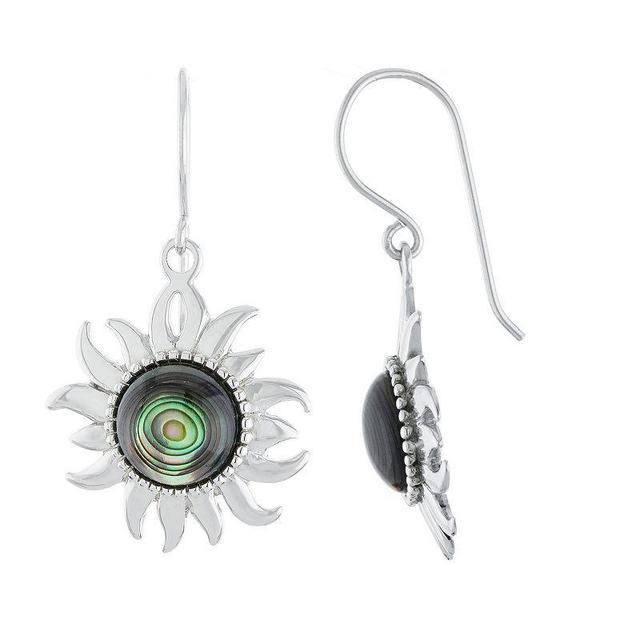 Athra NJ Inc Sterling Silver Abalone Sun Drop Earrings, Womens Product Image