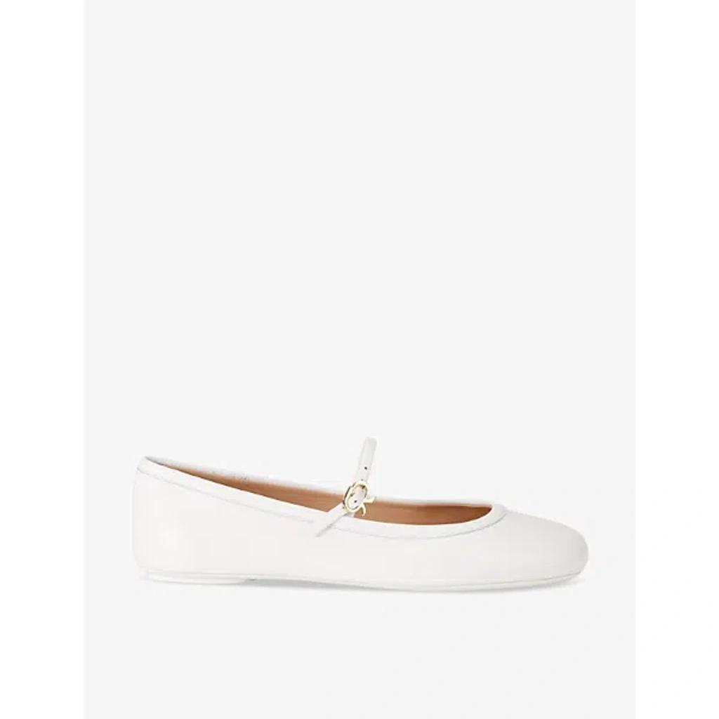 GIANVITO ROSSI Womens White Carla Ribbon-buckle Leather Flats Product Image