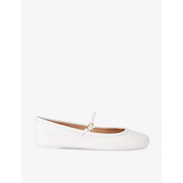 GIANVITO ROSSI Womens White Carla Ribbon-buckle Leather Flats Product Image