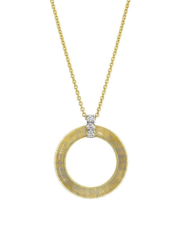 Womens Masai 18K Yellow Gold & Diamond Coil Circle Pendant Necklace Product Image