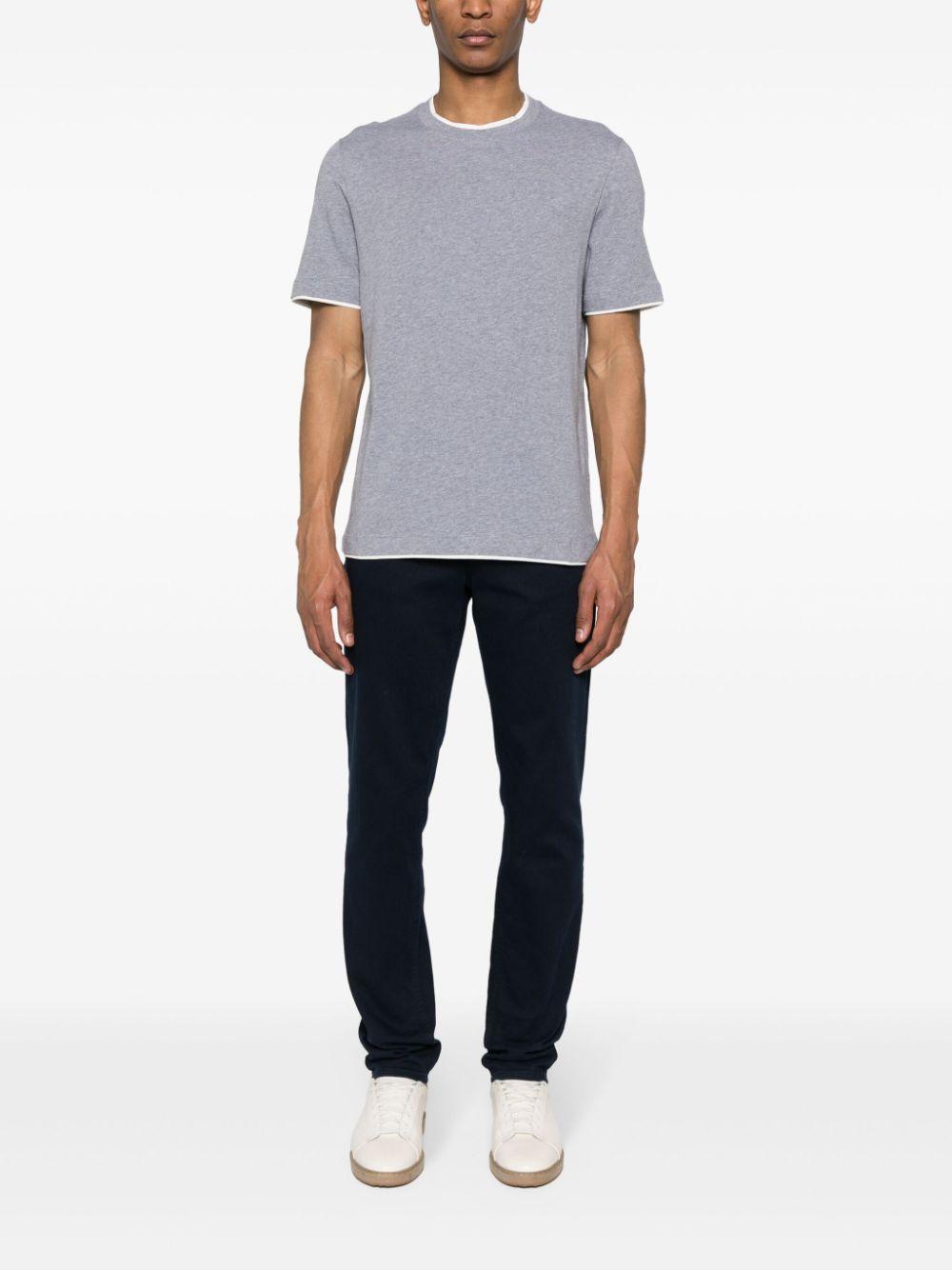 Faux-layered Cotton T-shirt In Grey Product Image