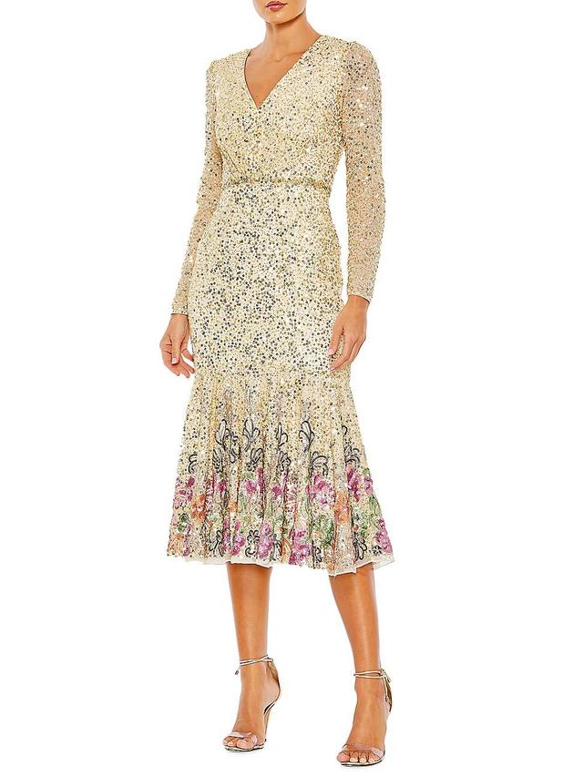 Womens Sequined Tea-Length Dress Product Image