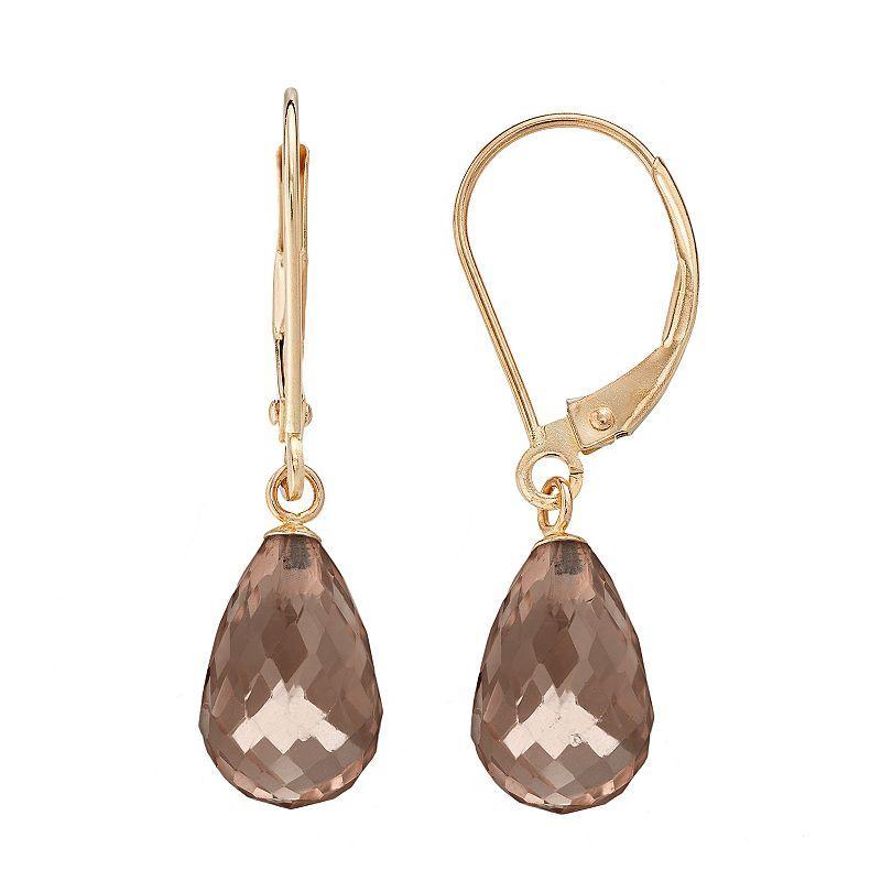 14k Gold Smoky Quartz Briolette Drop Earrings, Womens, Brown Product Image