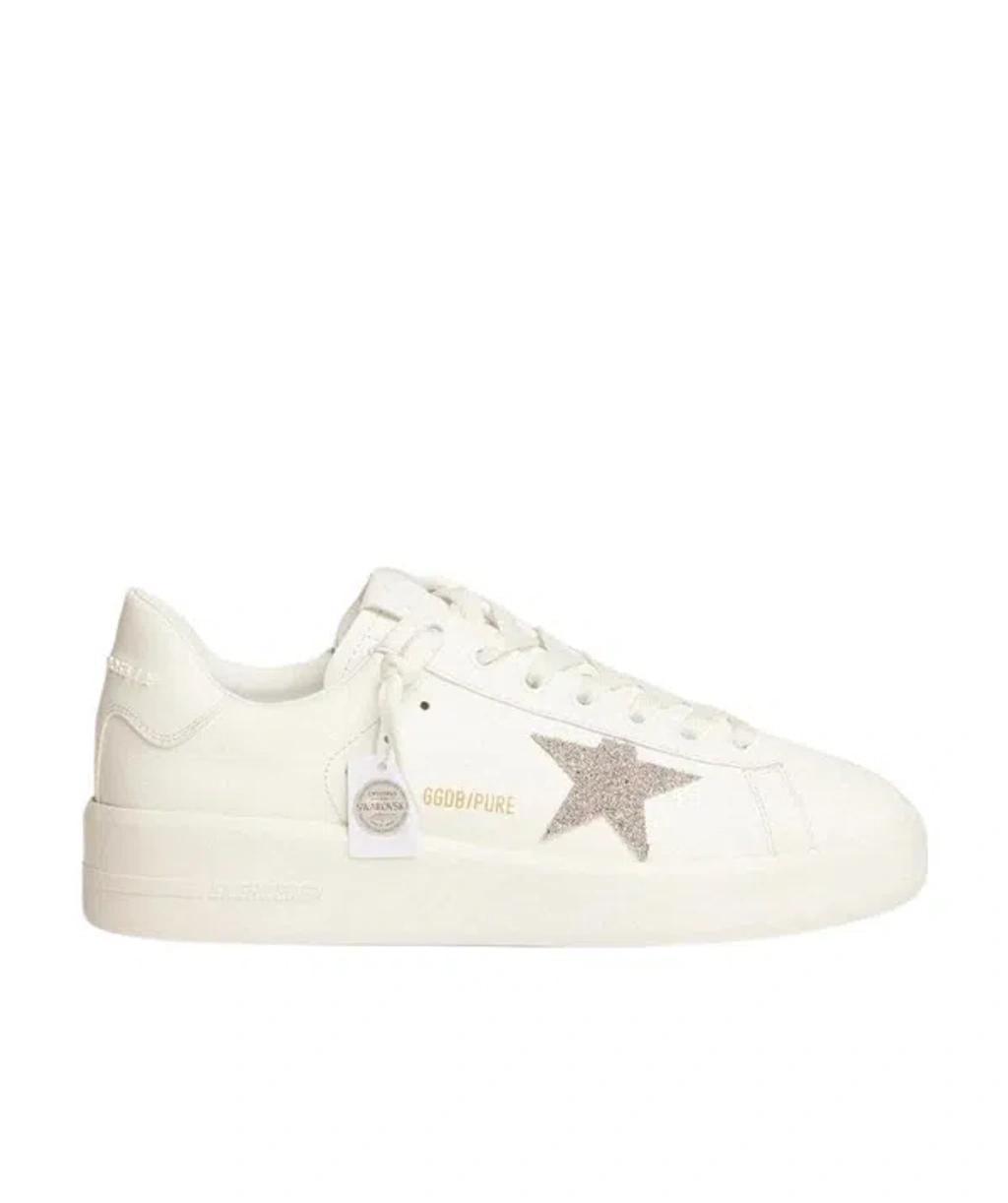 GOLDEN GOOSE Purestar Silver Crystal Star Women's Sneakers In Multi Product Image