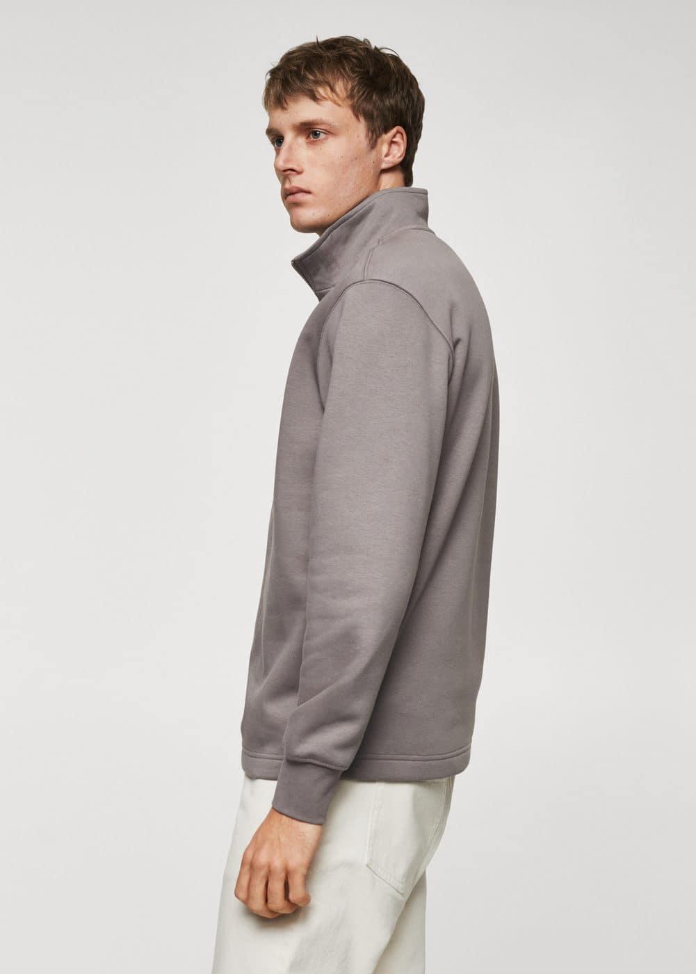 MANGO MAN - Cotton sweatshirt with zipper neck medium greyMen Product Image