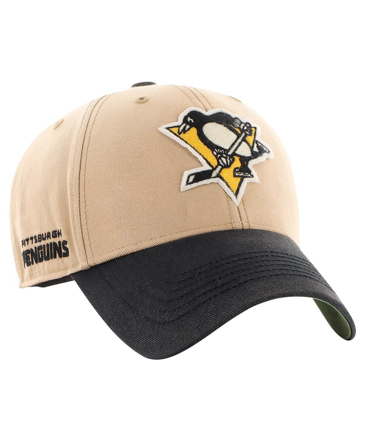 Mens 47 Khaki/Black Pittsburgh Penguins Dusted Sedgwick MVP Adjustable Hat Product Image