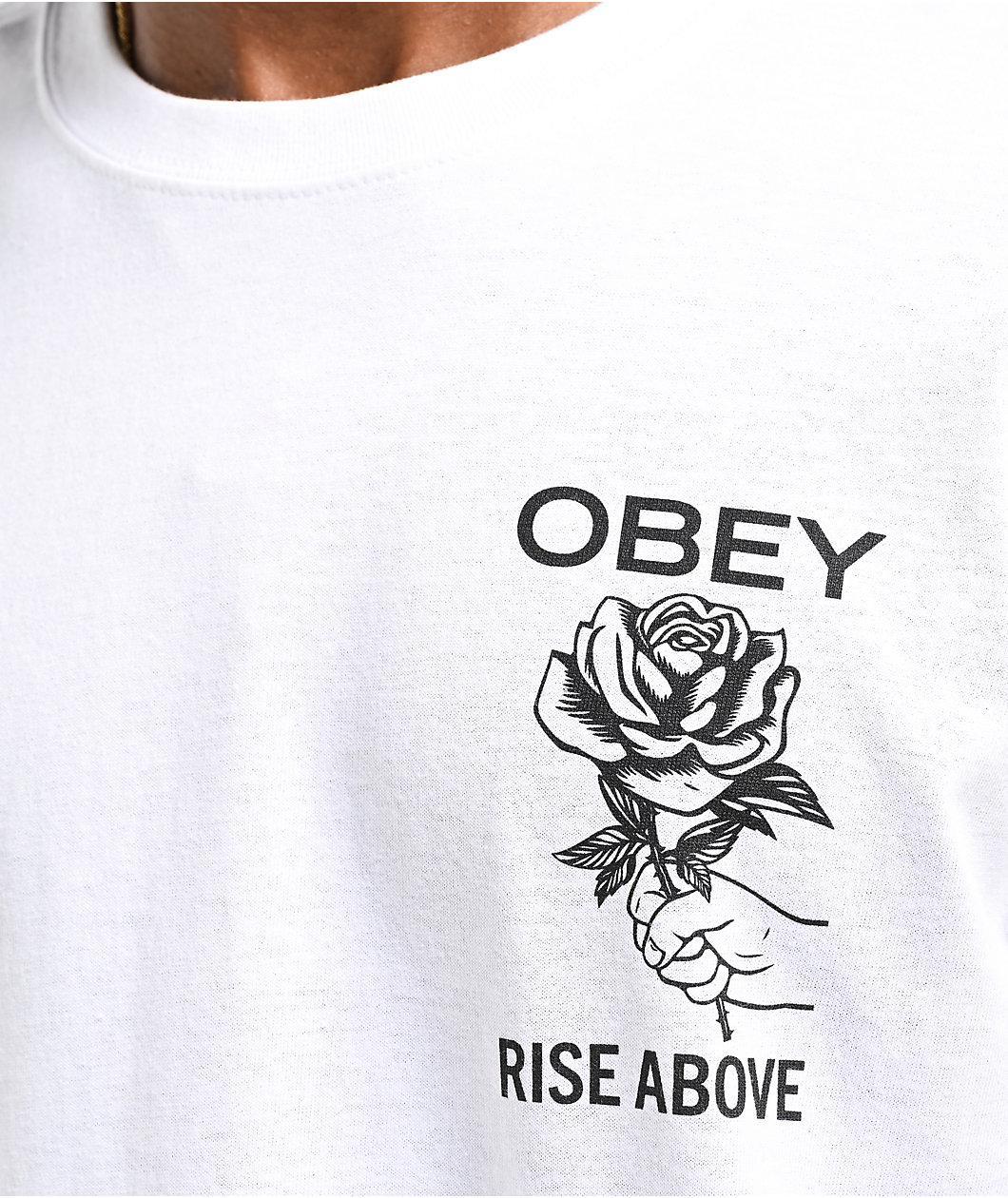 Obey Rise Above Rose White T-Shirt Product Image