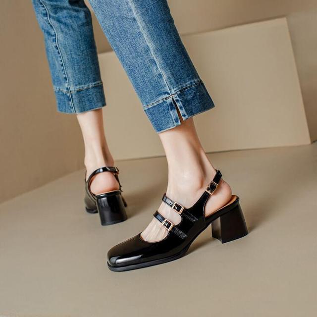 Block Heel Slingback Sandals Product Image