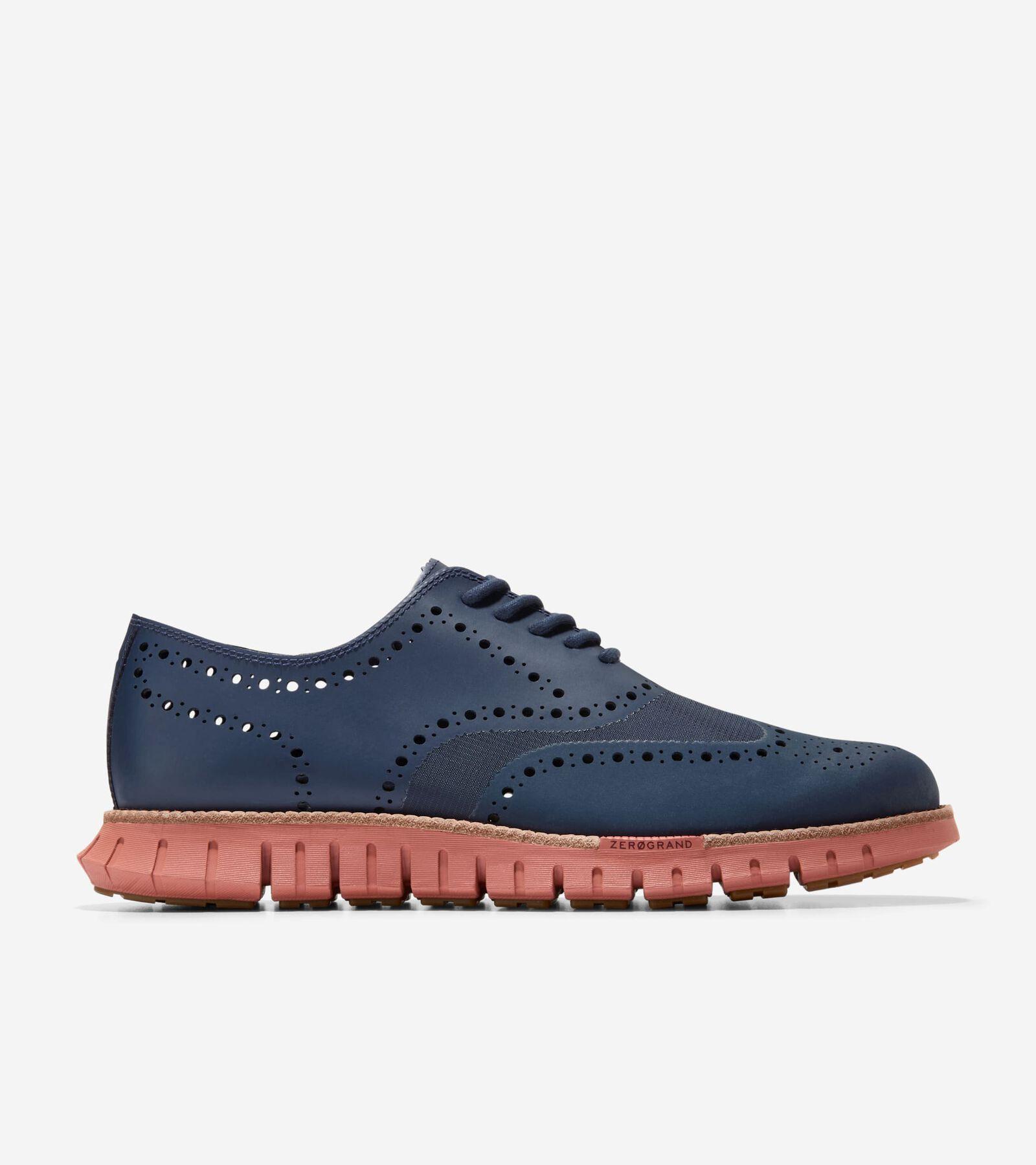 Cole Haan Mens Zergrand Remastered No Stitch Wingtip Oxford Shoes - Blue Size 9 Product Image