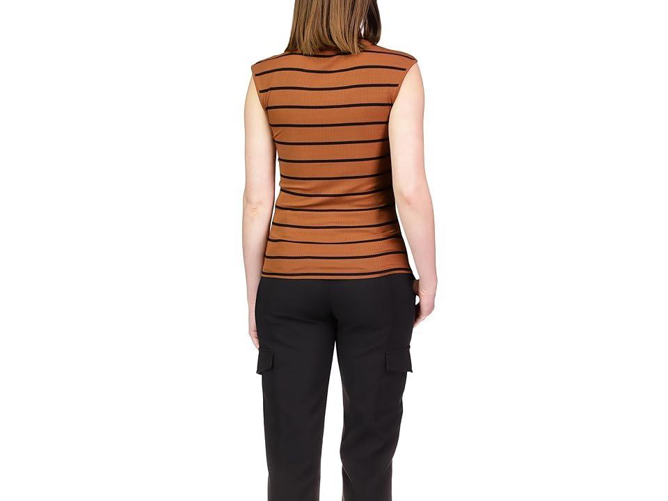 Sanctuary Essential Mock 2.0 (Caramel Cafe/Black Stripe) Women's Clothing Product Image