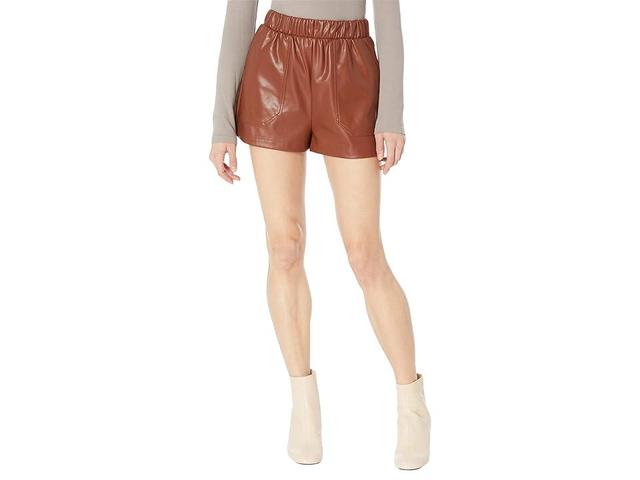 Steve Madden Faux The Record Shorts (Cognac) Women's Clothing Product Image