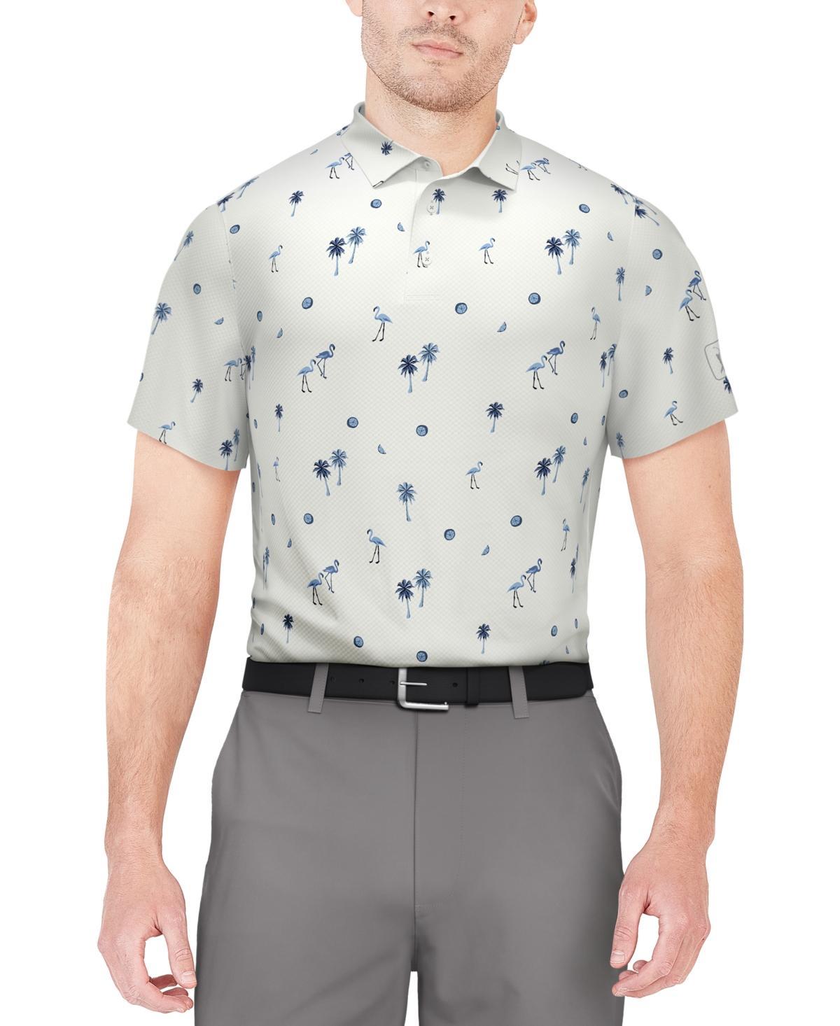 Pga Tour Mens Flamingo Print Short Sleeve Golf Polo Shirt Product Image