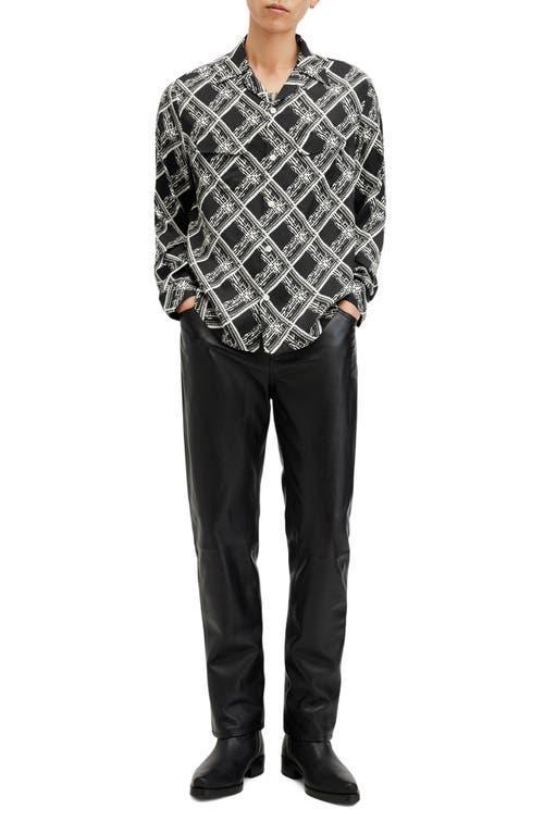 ALLSAINTS Grid Printed Long Sleeve Shirt In Jet Black Product Image