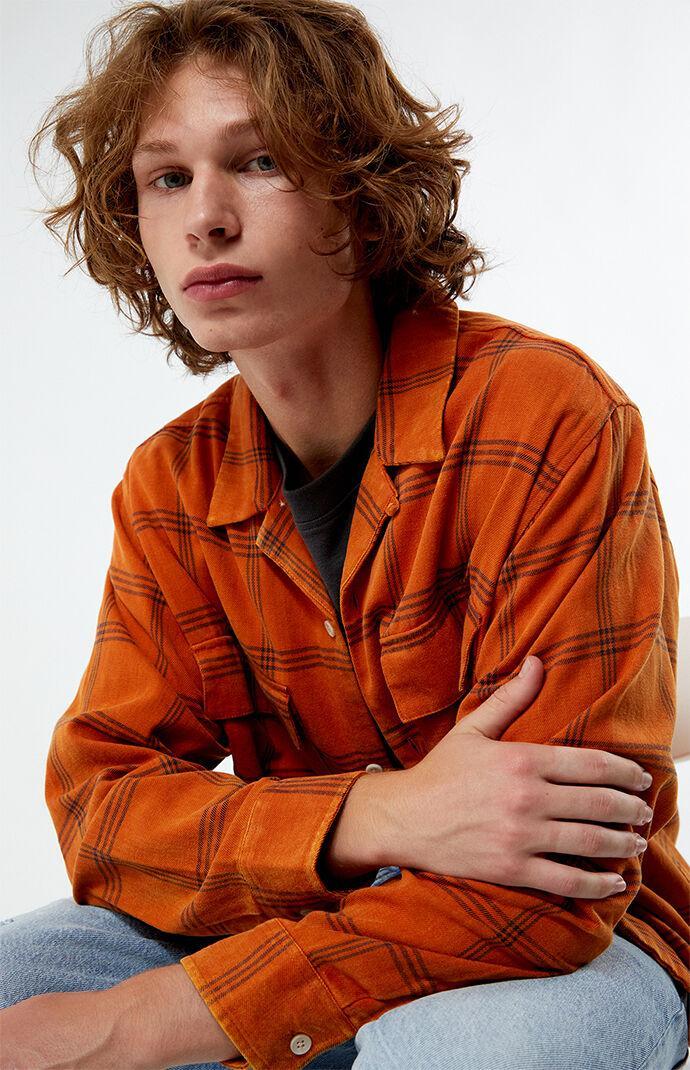 Men's Washed Cropped Flannel Shirt Product Image