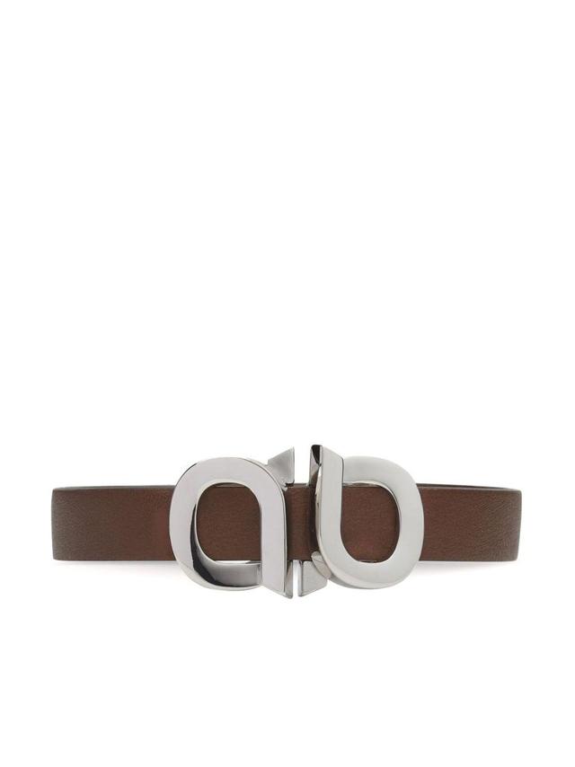 FERRAGAMO Gancini-buckle Leather Bracelet In Brown Product Image